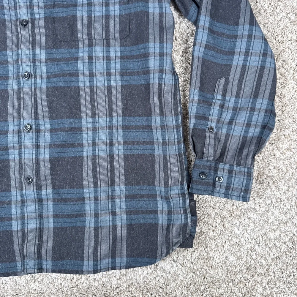 The North Face Shirt‎ Mens Large Blue Grey Plaid Button Down Long Sleeve